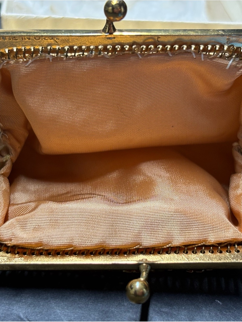 Whiting & Davis Gold Kiss Lock Mesh Evening Coin Clutch Vintage Coin Purse - Picture 7 of 14